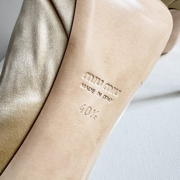 Miu Miu Champagne Satin Classic Platform Heels Wedding 40.5 NEW - Picture 9 of 11